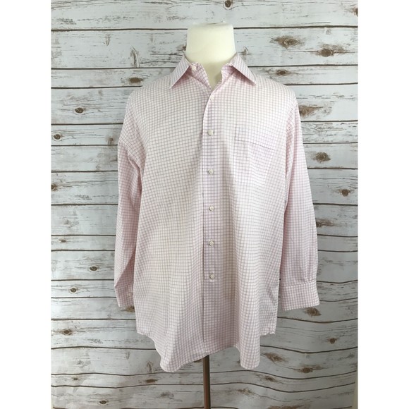 Men's TOMMY BAHAMA Pink, White Plaid Button Down DRESS‎ Shirt Sz 17 32-33 - Picture 3 of 8